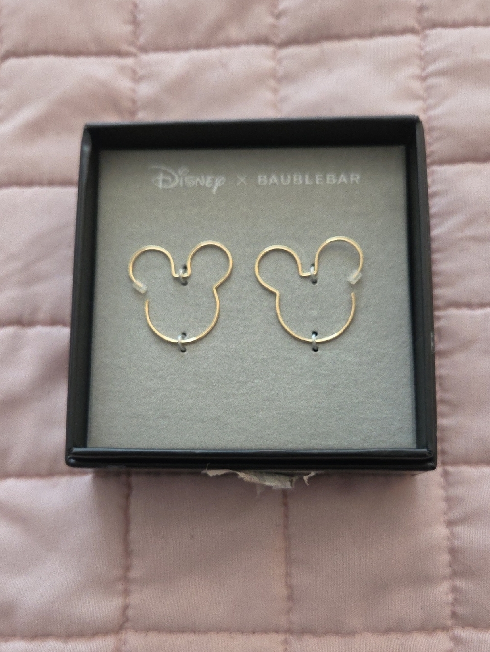 BaubleBar Gold Mickey Outline Hoop Earrings